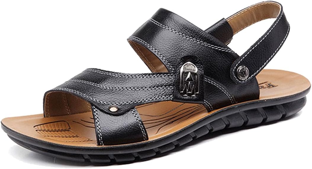 Femaroly Summer Men's Sandals Leather Breathable Beach Shoes Slippers
