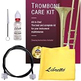 Libretto Trombone All-Inclusive Care Kit: Flexible Bore Brush + Mouthpiece Brush + Slide Cream+ Microfiber Cleaning Cloth + Slide Grease, w/Handy Case, Time to Clean &amp; Extend Life of Your Trombone!