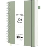 RETTACY Dotted Journal Notebook, 300 Pages, A5 Medium Size (5.7'' &times; 8.2'') | 100 GSM Thick Paper, Flexible Plastic Cover, Spiral-bound, for Journaling, Planning, Tracking (Light Green)