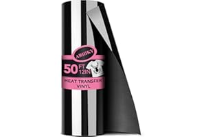 ARHIKY Black Heat Transfer Vinyl HTV Rolls - 12" x 50FT Iron on Vinyl for T-Shirts Easy to Cut Weed