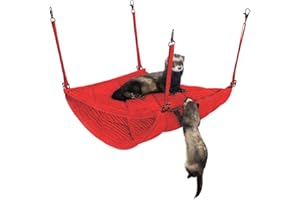 2 Brothers Wholesale Ferret Hammock for Cage - Plush Double Bunk Bed Hanging Clips - Perfect for 2 or More Small Pets! (Rats, Ferrets, Hamsters, Guinea Pigs, Chinchillas & Squirrels) - Red