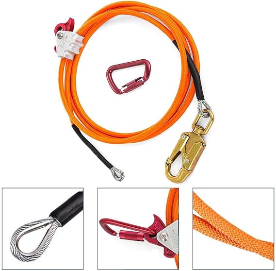 Climbing Rope 1/2" X 10'Steel Core Lanyard Steel Wire Core Flip Line