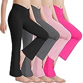 EXARUS 4 Pack Girls Leggings Teen Yoga Pants Crossover V Waist Ankle/Full Length High Waisted for Sports Tween Casual