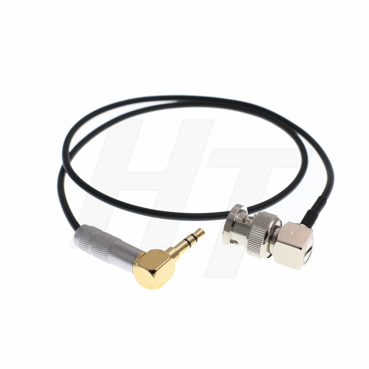 HangTon Male Right Angle BNC 3.5mm Plug TimeCode TC Cable for Video Camera or Recorder with BNC (50CM)