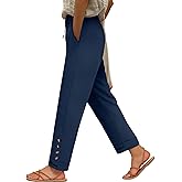 ANRABESS Womens Casual Cropped Pants Drawstring Elastic Waist 2026 Summer Loose Ankle Work Trousers with Pockets