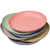 Hobein 6 Pcs Eco-Friendly Wheat Straw Dinner Plates, 9inch, Unbreakable, Lightweight, Microwave & Dishwasher Safe