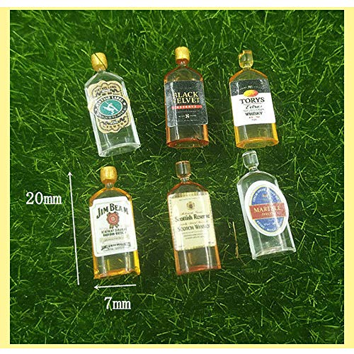 image for Comidox 6Pcs/Set 1:12 Dollhouse Miniature Wine Whiskey Bottles Model S