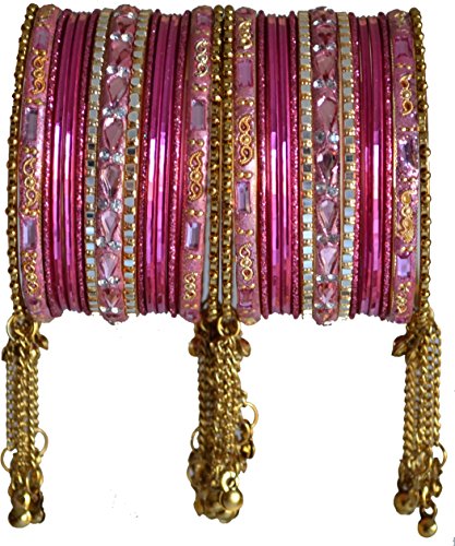 BangleEmporium Jhilmil Collection! 30 Indian Bangle Bracelet Set Pink Size Small 2.6