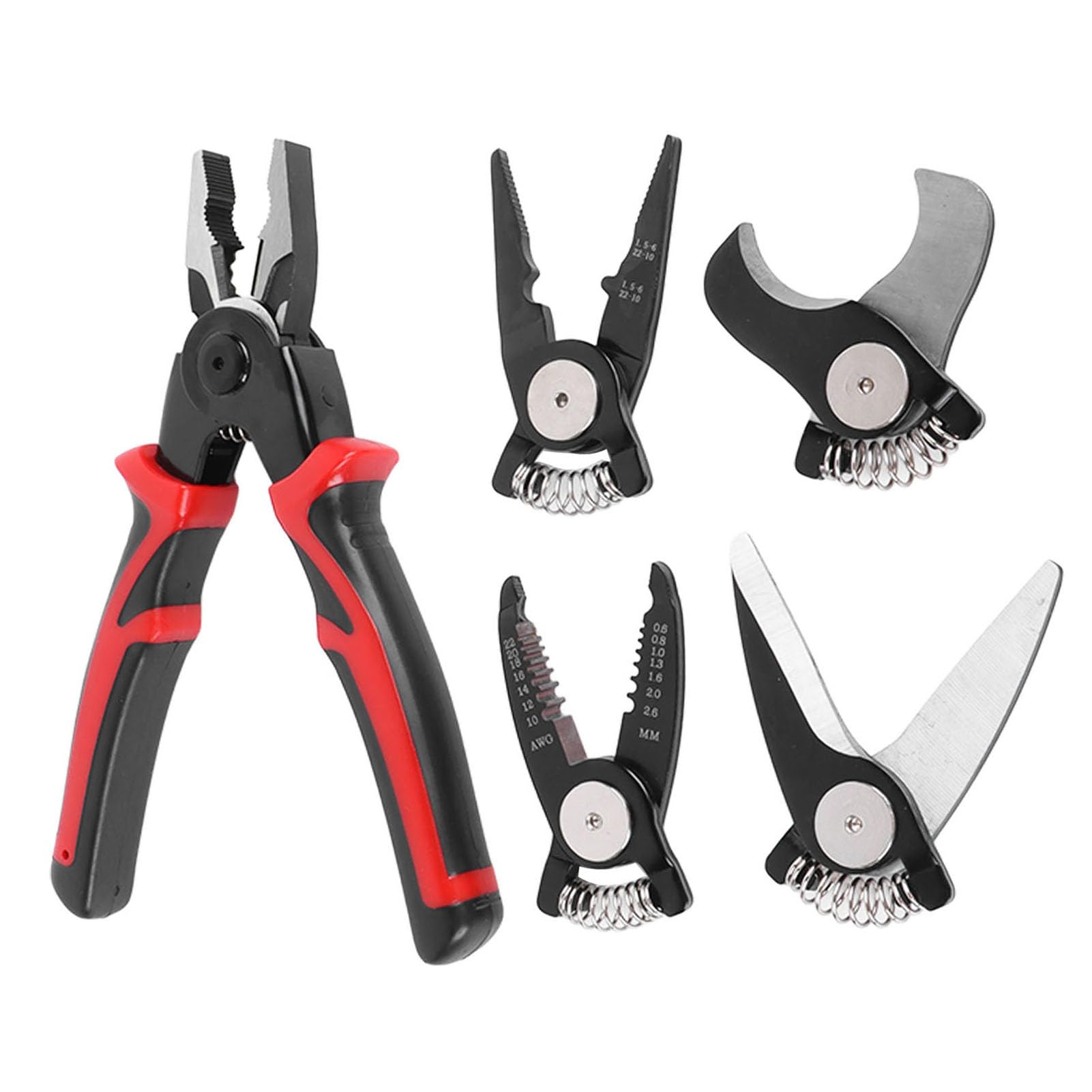 5-in-1 Interchangeable Pliers Set – Heavy Duty Steel Wire Cutters, Strippers & Crimper Tool Kit for Metal, Electrical & DIY Repairs – Ergonomic Handle, & Easy to Use
