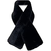 AWOCAN Faux Fur Knit Scarf for Women Cozy Winter Scarf Thickened Fleece Neck Warmer Winter Solid Color Shawl for Men Women