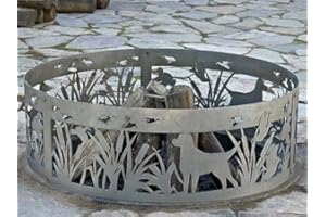 WISCONSINMADE P&D Metal Works Solid Steel Outdoor Fire Ring - Lab N' Ducks (48 in. Dia.)