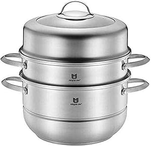 XH&XH Steamer Steamer Pan Set with Lid 2 Level Food Cooking Steam Pot Induction Cooker Gas General Pot 28cm