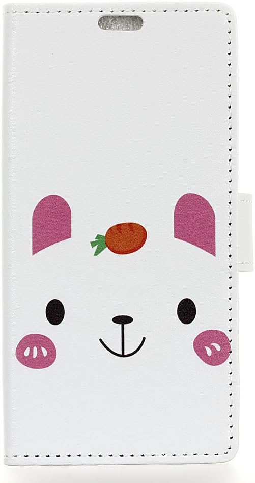 LMFULM® Case for Alcatel 5V (6.2 Inch) PU Leather Magnetic Button Case Painting Cute Rabbit Loves Carrot Pattern Stent Function Leather Flip Case for Alcatel 5V