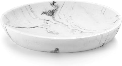 Luxspire Marble Soap Dish - Oval Holder for Bathroom Vanity & Shower