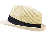 IFSUN Unisex Kids Boys Girls Straw Hat Fedora Cap Jazz Hat Short Brim Sun Hat