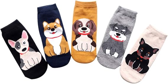 Amazon Yideahome レディースソックス犬柄 かわいい 靴下 カラフル ファッション 靴下セット ガールズ 5足セット カジュアルな レディース靴下 ソックス 通販