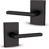 Mega Handles Glamor Dummy Door Lever Matte Black (2-Pack) - Non-Turning | Left &amp; Right Side, Solid Zinc Alloy, Matte Black, Rectangular Rosette, Closet, Bifold &amp; French Doors