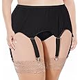 Garter Belt Plus Size High Waist Garter Belts with 6 Vintage Metal Clips for Stockings Women Lingerie