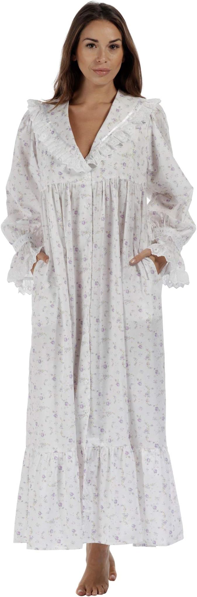 The 1 for USleepwear for Women - Button Down Nightgowns for Women, Amelia 100% Cotton Robe