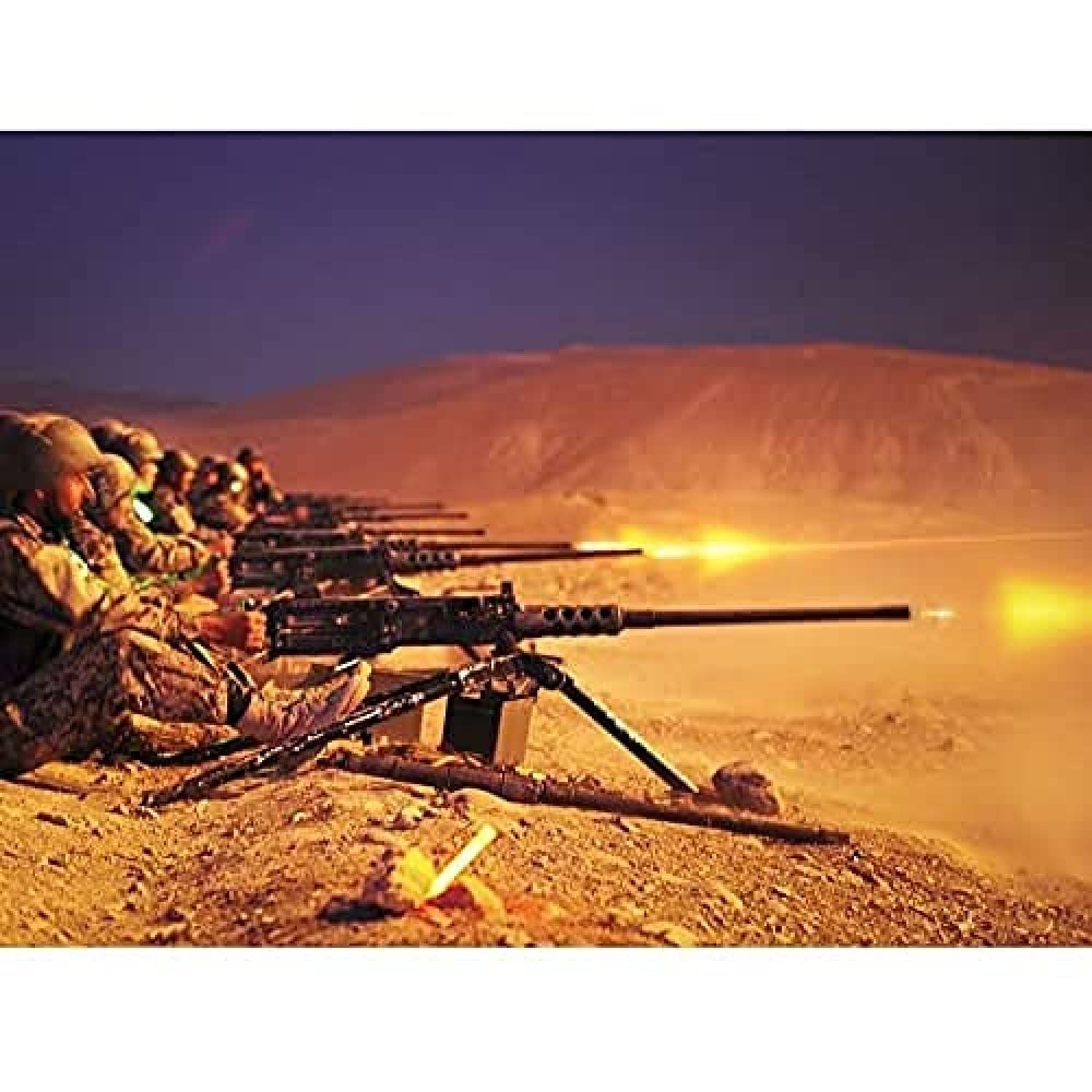 James Military Afghan Soldiers Fire 50 Calibre Machine Gun Photo Art Print Canvas Premium Wall Decor Poster Mural
