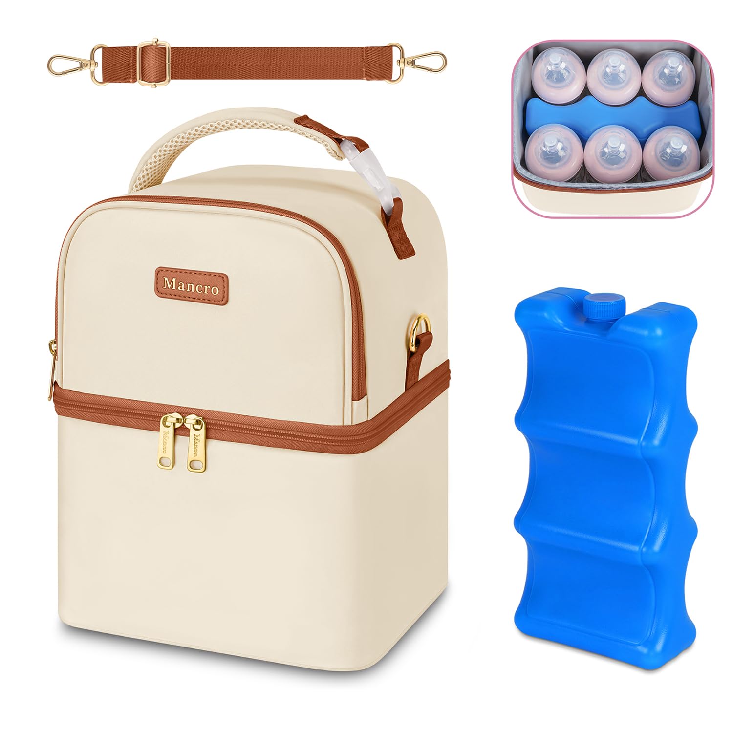 thumbnail image 2 of Mancro Breastmilk Cooler Bag - Double Layer Insulated With Ice Pack 2 of 2