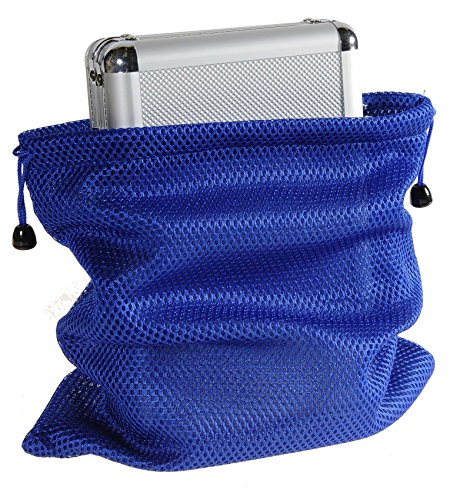 Dominoes Double 6, Two-Tone with BLACK Dots, Jumbo Size, Brass Spinners, in Aluminum Case _ Bonus Soft Nylon Mesh 9 x 12â€ Royal Blue Drawstring Carry Bag _ Bundled Items