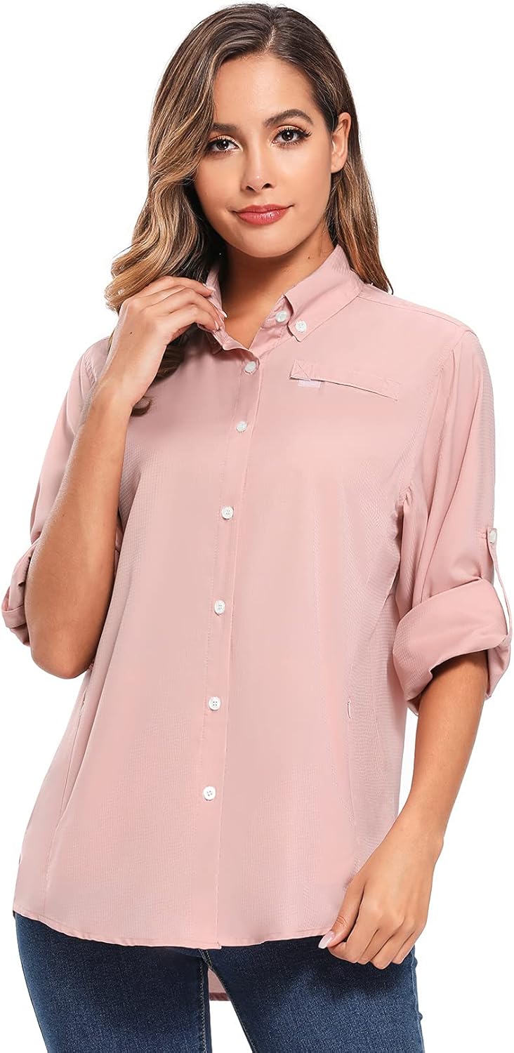 Jessie Kidden Women's Quick Dry Sun UV Protection Convertible Long Sleeve Shirts for Hiking Camping Fishing Sailing : Clothing