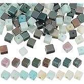 PH PandaHall 2 Styles Natural Stone Beads 85pcs Cube Agate & Amazonite Beads 4-5mm Square Spacer Beads for Jewelry Making DIY Craft Bracelet Necklace
