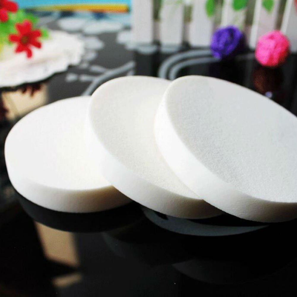AKOAK 20pcs Round Make Up Facial Face Soft Sponge Cosmetic Puff Women Lady Beauty Makeup Foundation Powder Puff (WHITE COLOR/20) : Beauty