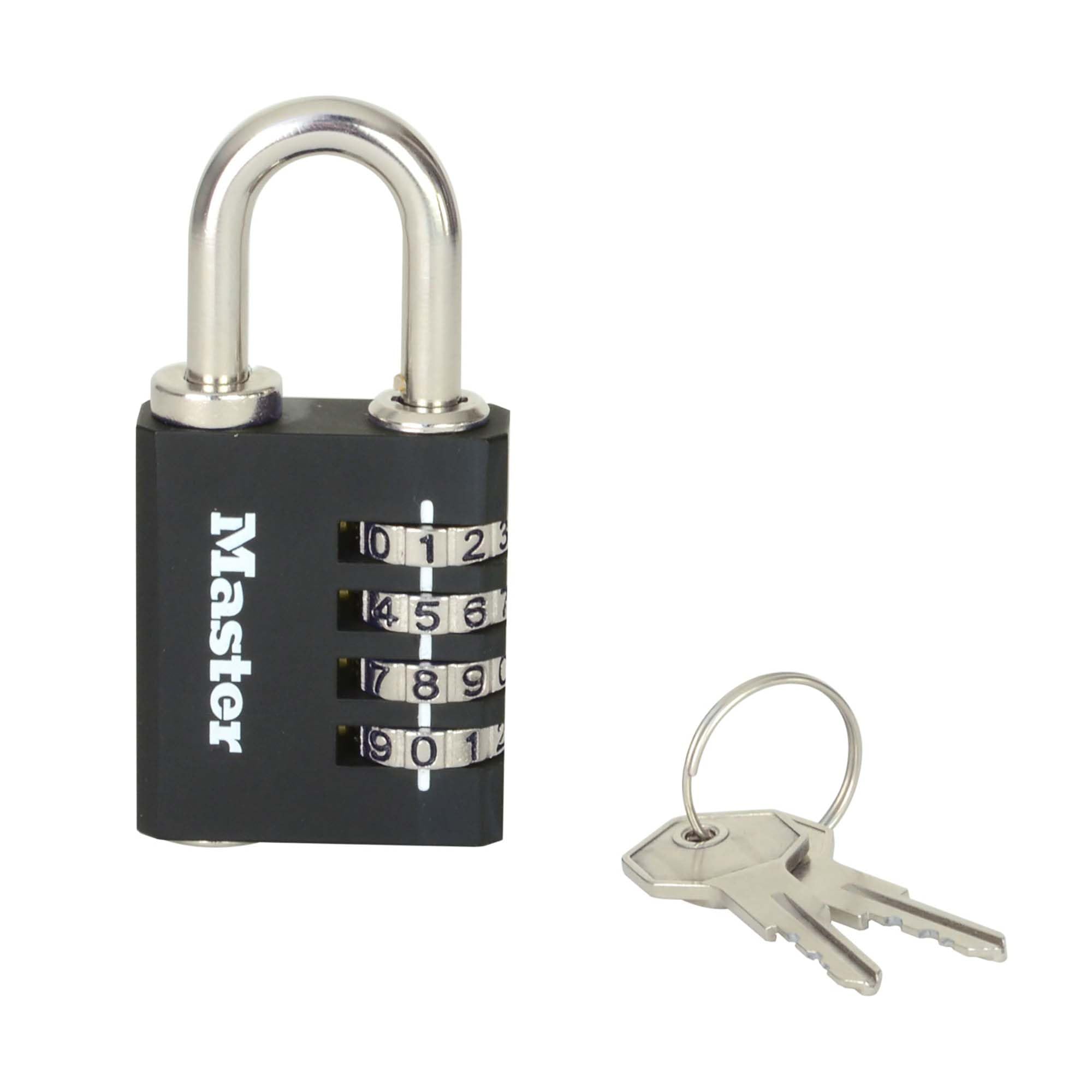 Master Lock 7641EURDBLK Indoor Combination Padlock with Override Key, 78 x 40 x 16 mm. Limited lifMaster Lock 7641EURDBLK Indoor Combination Padlock with Override Key, 78 x 40 x 16 mm