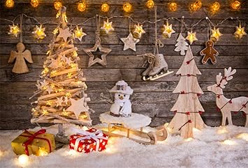 Sfondi Di Natale Per Foto.Yongfoto 3x2m Vinile Fondali Fotografici Natale Decorazione Di Natale Su Fondo In Legno Sfondi Foto Partito Studio Fotografico Puntelli Amazon It Elettronica