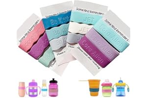 3 Piece Personalized Baby Bottle Labels for Daycare School Summer Camp Customized Children's Water Bottle Name Bands Custom Engraved Reusable Silicone Cup Bands Labels