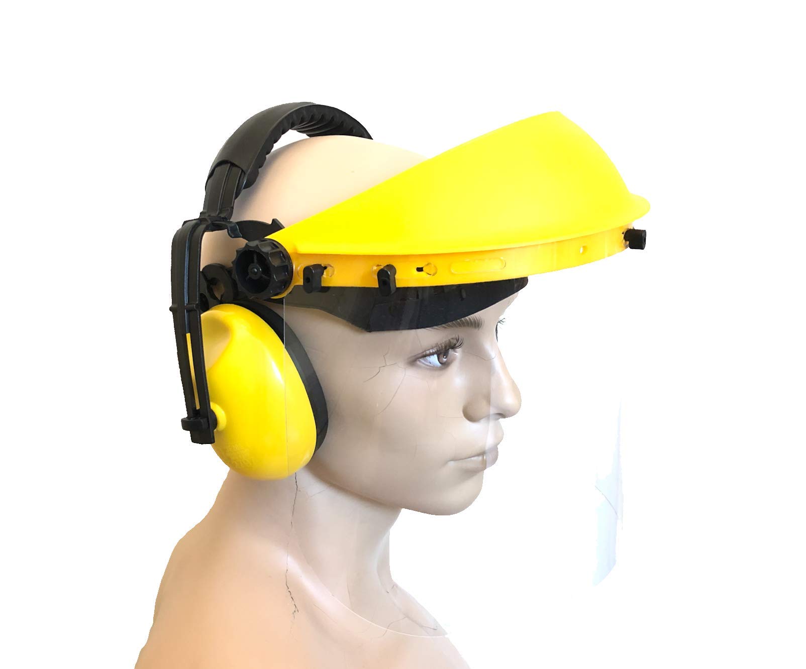 Ratioparts 006,698 Ear and Face Shield with Clear Visor for Head Size 52-63 cm - Yellow