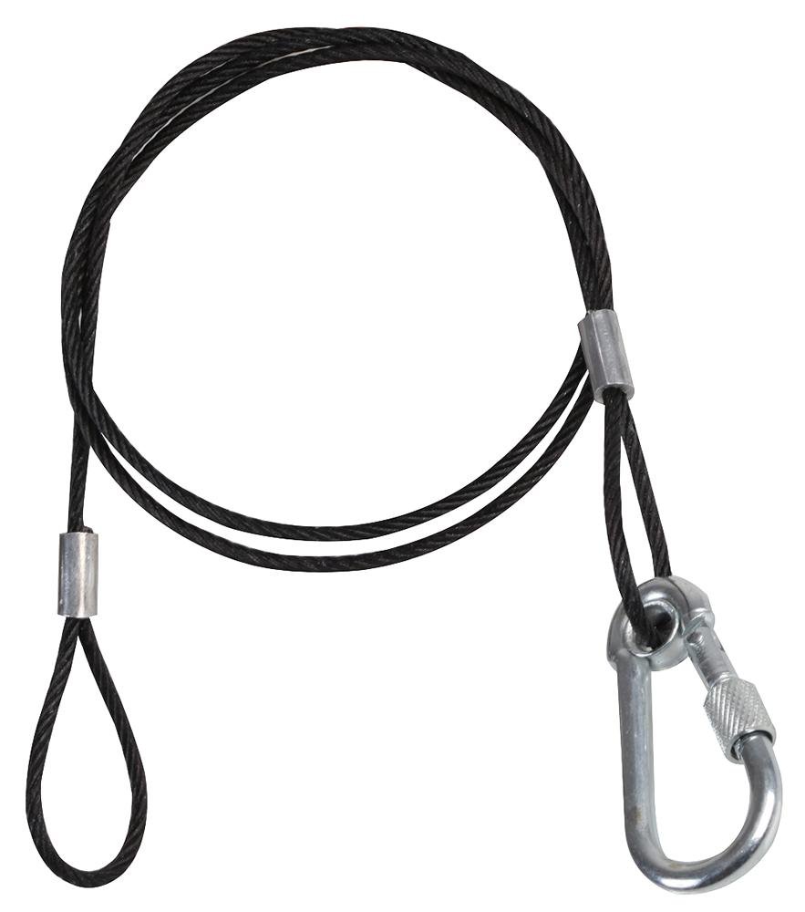 PULSE Black Wire Safety Bond 3mm x 900mm, 25kg WLL – Steel Safety Cable with Screw-Gate Carabiners for Stage Lighting & Rigging – PLS00471A