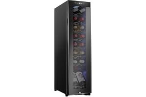 Ivation 16 Bottle Compressor Wine Cooler Refrigerator w/Lock | Large Freestanding Wine Cellar For Red, White, Champagne or Sparkling Wine | 41f-64f Digital Temperature Control Fridge Glass Door Black