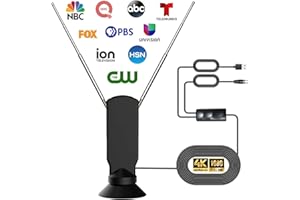 CXYHMG TV Antenna for Smart TV, 360° Reception Digital HD Antenna Without Cable Indoor Outdoor, Support 4K/8K/1080p for Free Local Channels, with Super Signal Booster. (Black, Small)