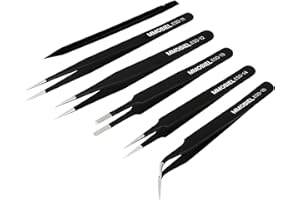 MMOBIEL 3X Industrial Precision ESD Tweezers Anti-Static Stainless Steel for Electronics Tools, Jewelry, Computer, Laboratory