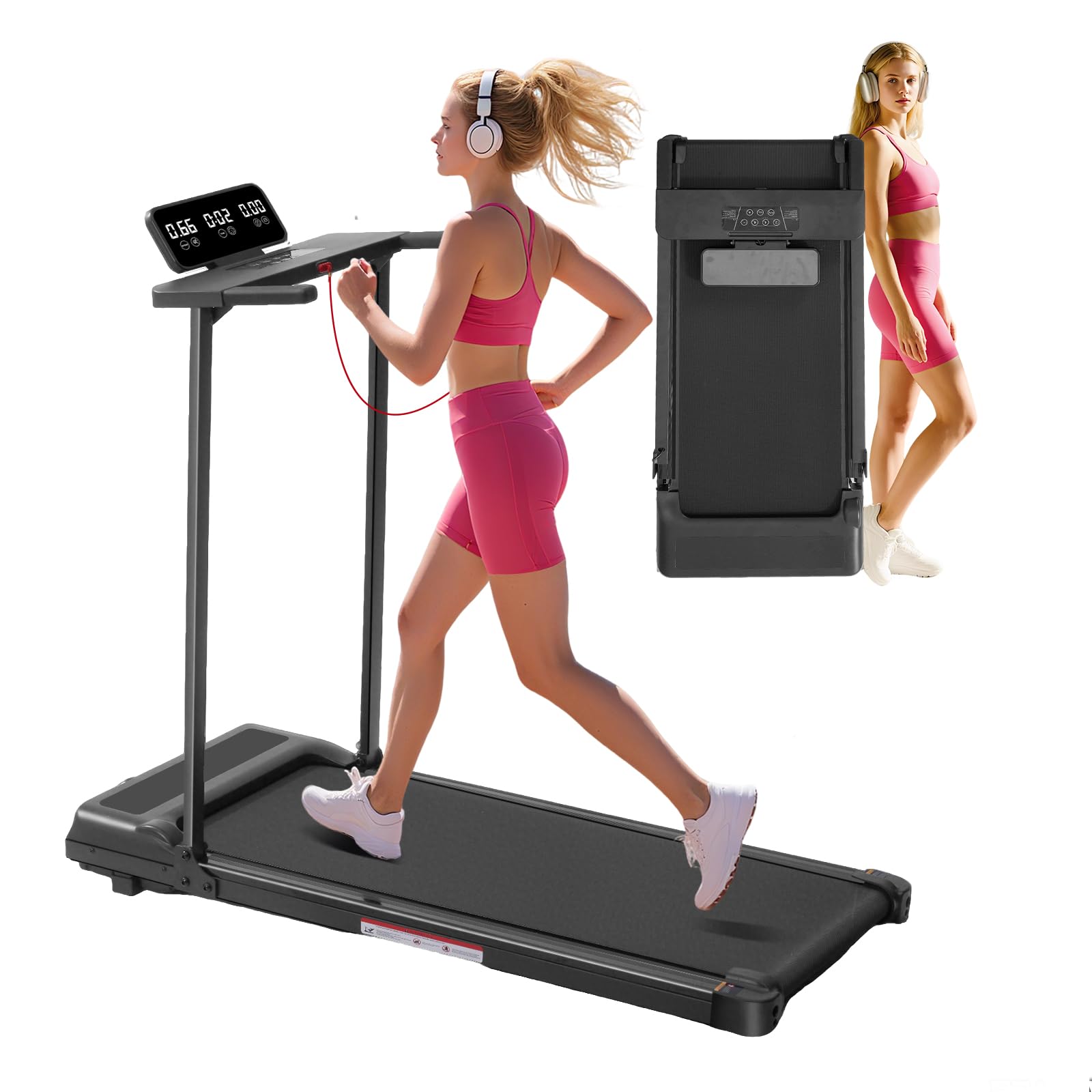 Photo 1 of ***FINALE SALE/NO RETURN, SOLD AS PARTS ONLY*** Walking Pad Treadmill with Handle Bar, Compact Portable Treadmills for Home Small, Electric Walking Pads with Handles, 3.5HP Quiet and LED Display, 400 LBS Capacity