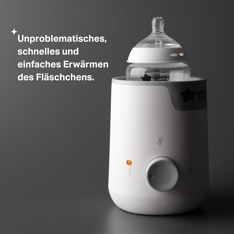 Easiwarm elektrischer Fläschchen- und Beutelwärmer, weiß, körperwarme Babynahrung in Minuten, Auto-Timer, Ein-Wahl-Bedienung