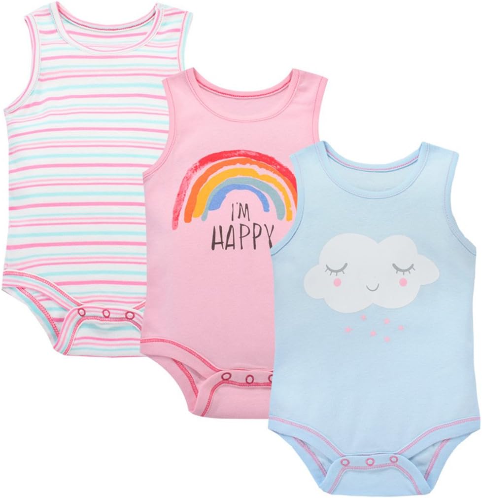 Baby 3-Pack Bodysuit Sleeveless - Unisex Body Vest Cotton Babygrow 18-24 Months