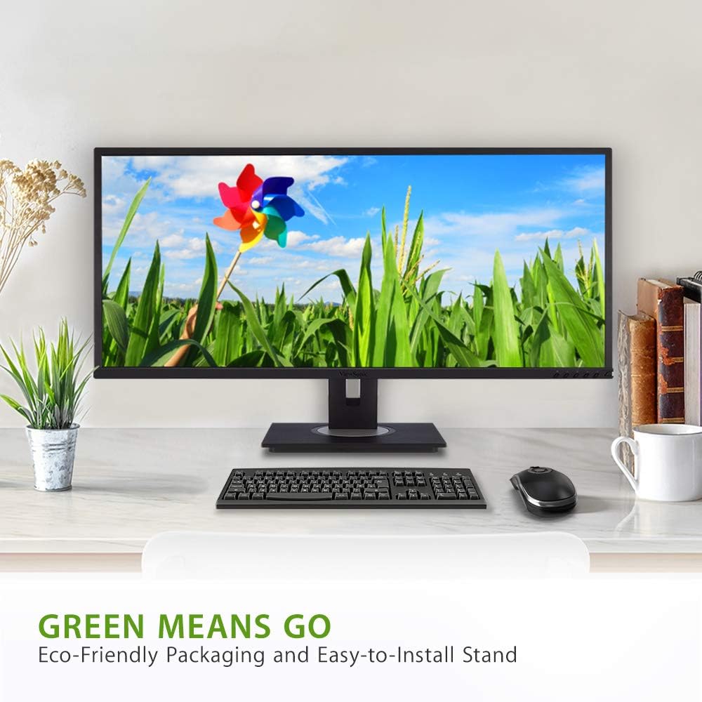 ViewSonic VG3448 34 Inch Ultra-Wide 21:9 WQHD Ergonomic Monitor with HDMI DisplayPort USB, 40 Degree Tilt and FreeSync for Home and Office: Computers & Accessories