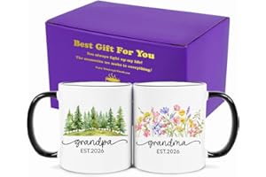 Fatbaby New Grandparents Gifts First Time 2026, Pregnancy Announcement for Grandparents Mug Set, Promoted to Grandma Grandpa 