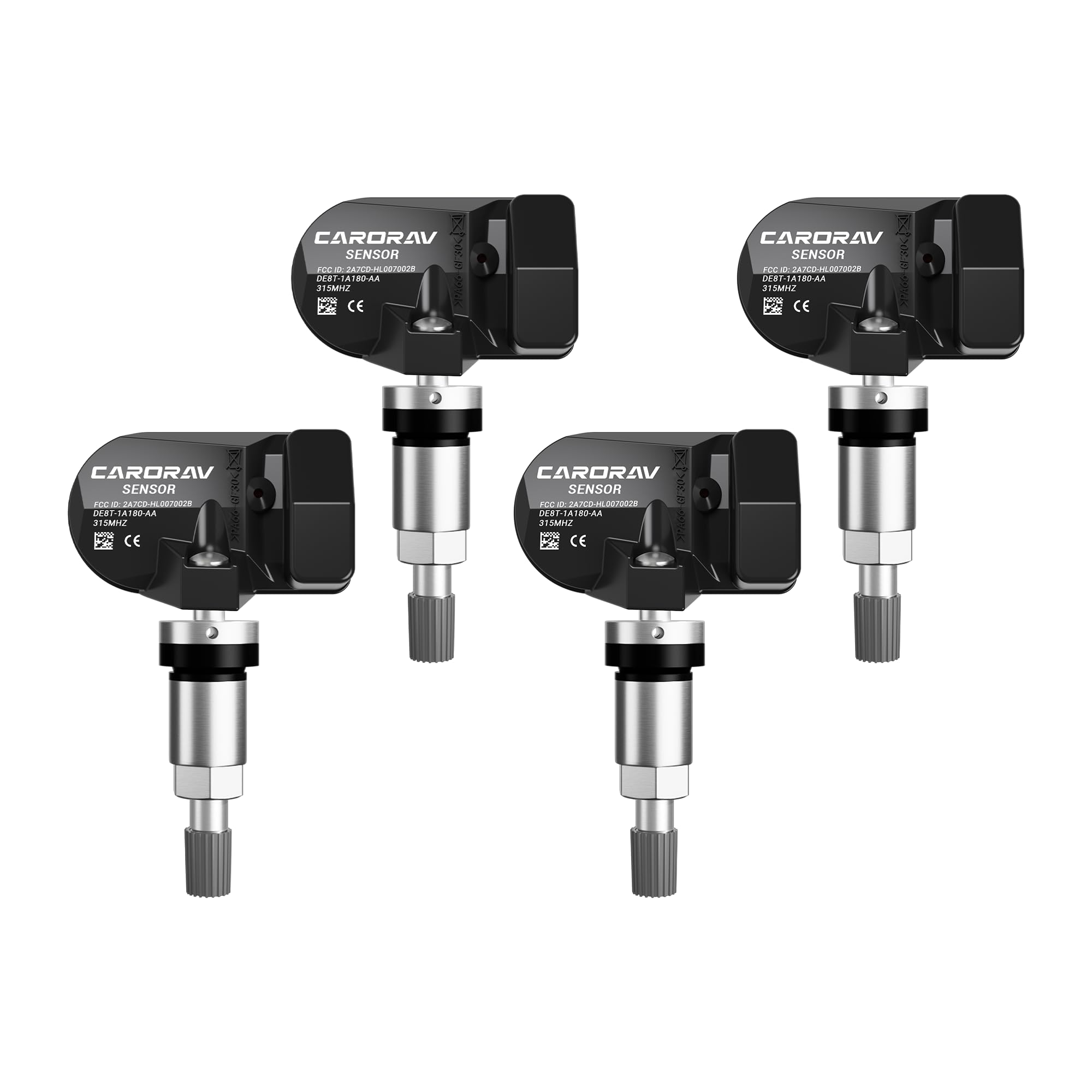 Photo 1 of CARORAV TPMS Sensor, 315MHZ Tire Pressure Monitoring System Compatible with Ford F150. F250. F350. Explorer. Focus. Fusion, Pre-Programmed Replaces#DE8T-1A180-AA 9L3Z-1A180-AF, 4-Pack