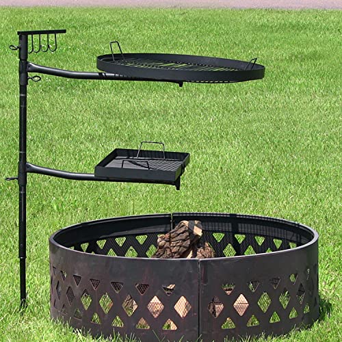 Sunnydaze Dual Campfire Steel Cooking Grill Grate Swivel System
