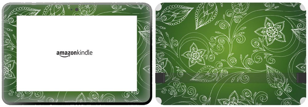 Get it Stick it SkinTabAmaFireHD89_97 White Flower Design On a Lime Green Background Skin for 8.9-Inch Amazon Kindle Fire HD