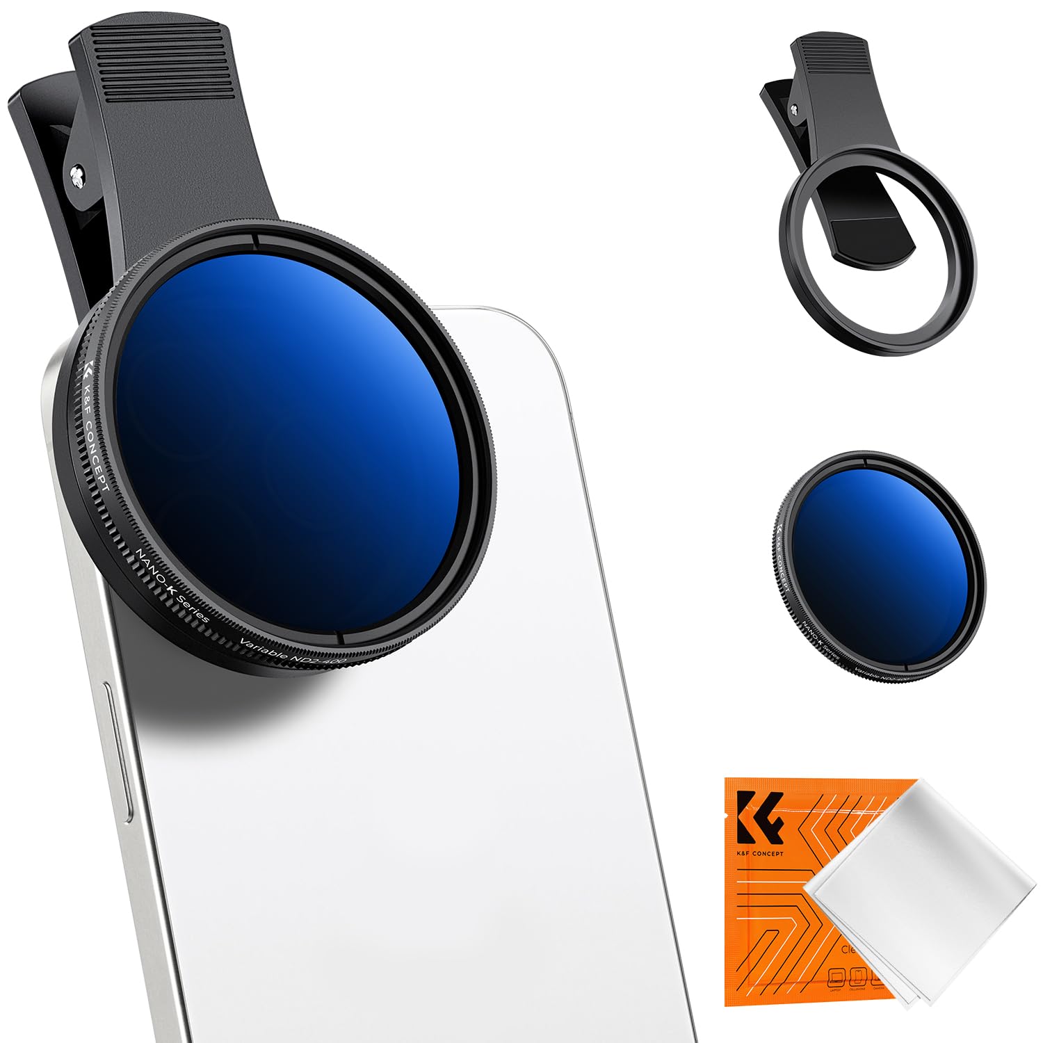 K&F CONCEPT 52mm Clip-on ND2-400 Phone Camera Lens Filter, ND Filter Compatible with iPhone 17 16 15 14 13 12 11 Smart Phones(Not Compatible with iPhone 17 Pro/Pro Max)