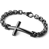 Edulex Stainless Steel Mens Cross Bracelet - 18K Gold Plated 316L Christian - Religious Jewelry for Women