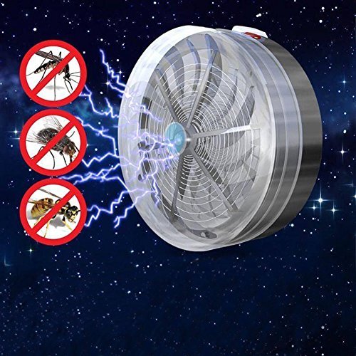 Pettstore Round Solar Bug Zapper-Buzz UV Lamp Light Fly Insect Bug Mosquito Zapper Killer Repellent (Black)