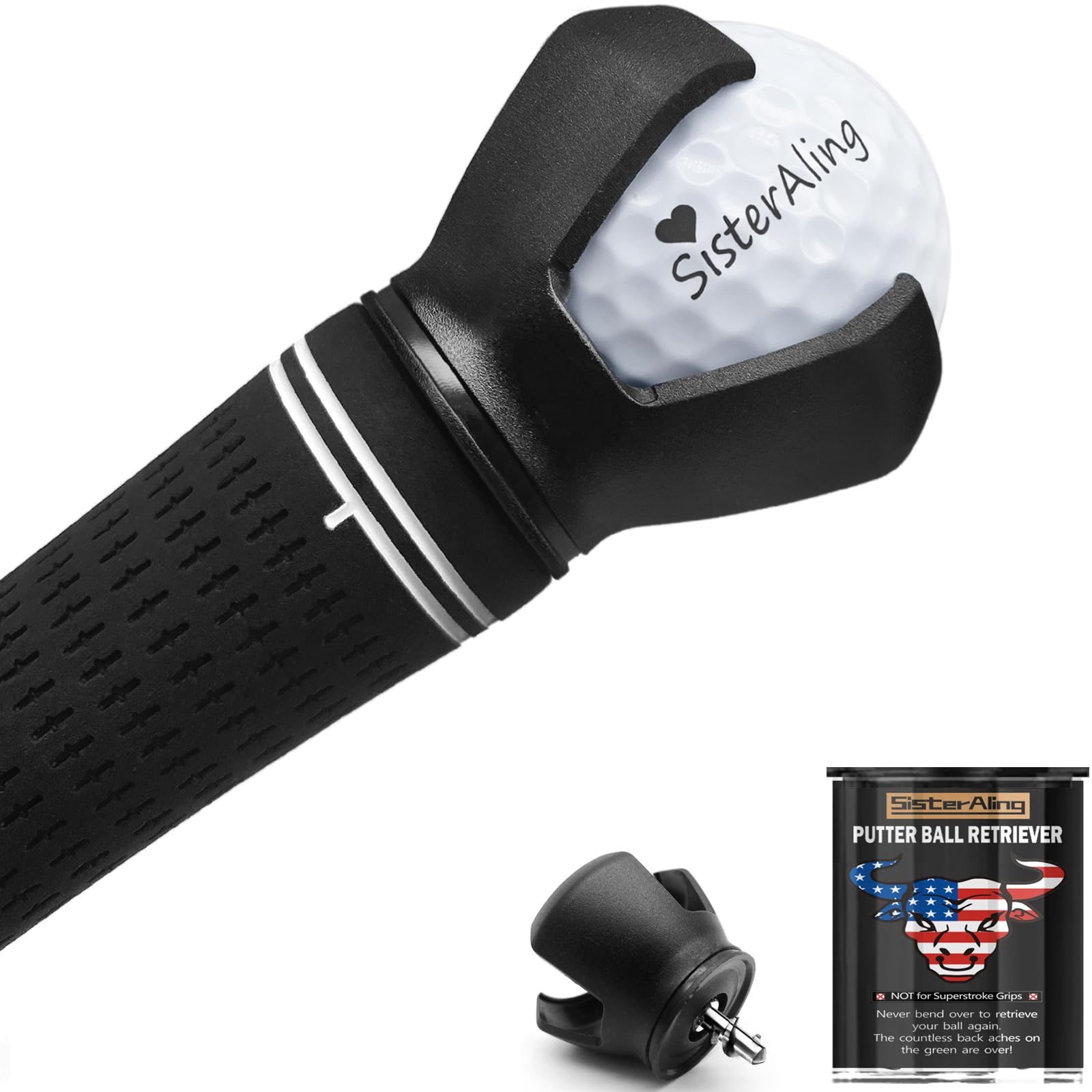 Photo 1 of SisterAling 3-Prong Golf Ball Retriever Grabber Pick Up,Back Saver Claw Put On Putter Grip,Suction Cup Ball Grabber,Sucker for Golf Screws Tool
