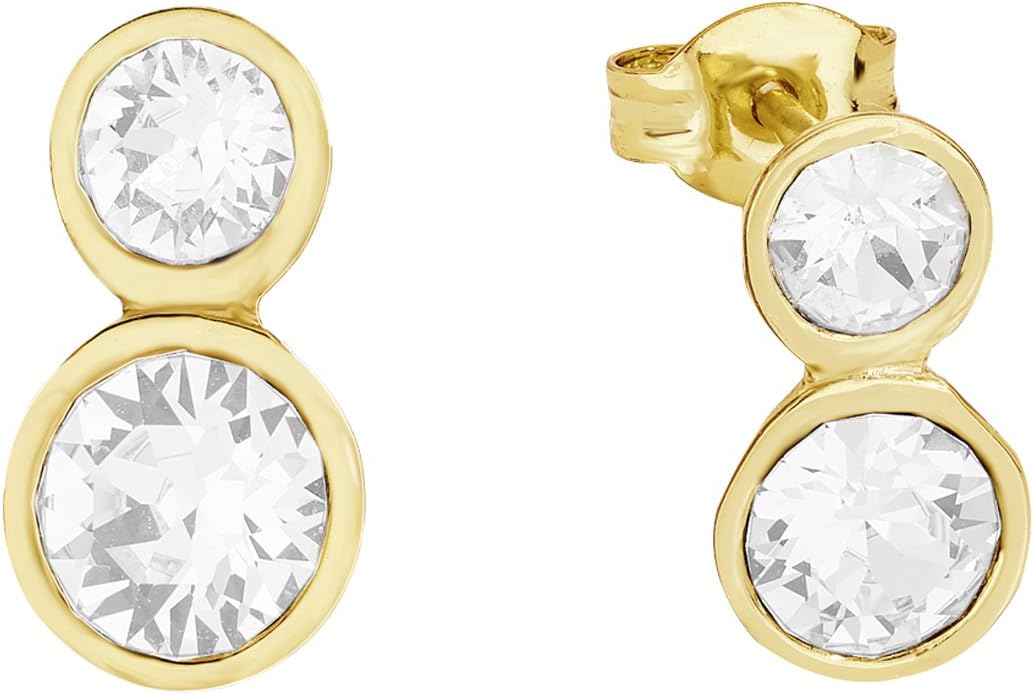 NOELANI Women's Stud Earrings Brass Partially Gold-Plated with Swarovski Elements Crystals 548069 White
